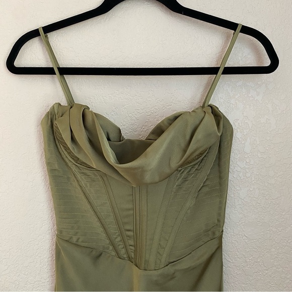 House of CB XS D-DD Myrna Olive green Corset Slip Dress NWOT size XS - Picture 6 of 11